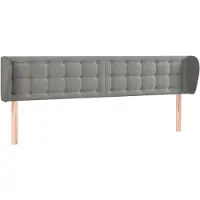 vidaXL Hoofdbord met randen 203x23x78/88 cm fluweel lichtgrijs