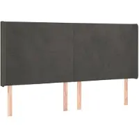 vidaXL Hoofdbord met randen 203x16x118/128 cm fluweel donkergrijs