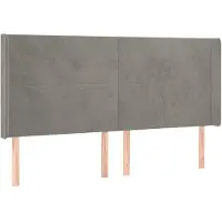 vidaXL Hoofdbord met randen 183x16x118/128 cm fluweel lichtgrijs