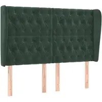 vidaXL Hoofdbord met randen 163x23x118/128 cm fluweel donkergroen