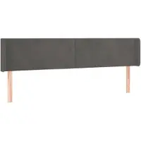 vidaXL Hoofdbord met randen 203x16x78/88 cm fluweel donkergrijs