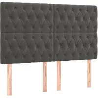 vidaXL Hoofdbord donkergrijs 160x7x118/128 cm Fluweel