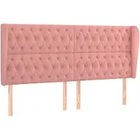 vidaXL Hoofdbord met randen 203x23x118/128 cm fluweel roze