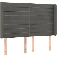 vidaXL Hoofdbord met randen 147x16x118/128 cm fluweel donkergrijs