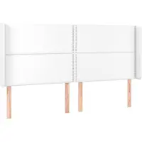 vidaXL Hoofdbord met randen 203x16x118/128 cm kunstleer wit