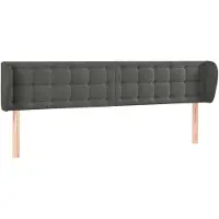 vidaXL Hoofdbord met randen 183x23x78/88 cm fluweel donkergrijs