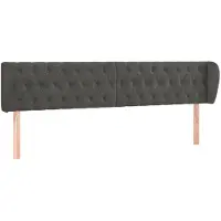 vidaXL Hoofdbord met randen 203x23x78/88 cm fluweel donkergrijs