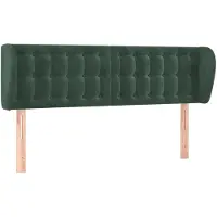 vidaXL Hoofdbord met randen 147x23x78/88 cm fluweel donkergroen