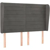 vidaXL Hoofdbord met randen 147x23x118/128 cm fluweel donkergrijs