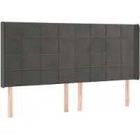 vidaXL Hoofdbord met randen 203x16x118/128 cm fluweel donkergrijs