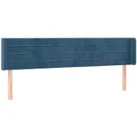 vidaXL Hoofdbord met randen 183x16x78/88 cm fluweel donkerblauw