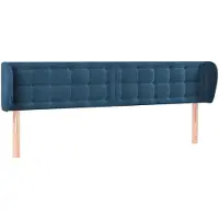 vidaXL Hoofdbord met randen 183x23x78/88 cm fluweel donkerblauw