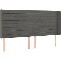 vidaXL Hoofdbord met randen 163x16x118/128 cm fluweel donkergrijs