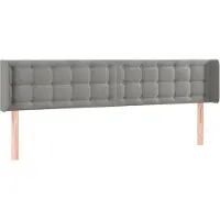 vidaXL Hoofdbord met randen 183x16x78/88 cm fluweel lichtgrijs