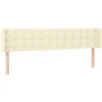vidaXL Hoofdbord met randen 203x16x78/88 cm kunstleer crèmekleurig