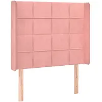 vidaXL Hoofdbord met randen 93x16x118/128 cm fluweel roze