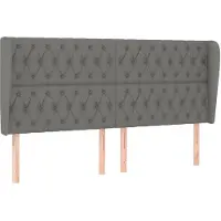 vidaXL Hoofdbord met randen 183x23x118/128 cm stof donkergrijs