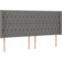 vidaXL Hoofdbord met randen 183x16x118/128 cm stof donkergrijs