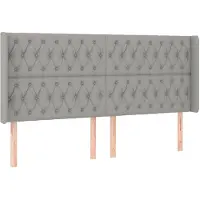 vidaXL Hoofdbord met randen 183x16x118/128 cm stof lichtgrijs