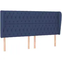 vidaXL Hoofdbord met randen 203x23x118/128 cm stof blauw