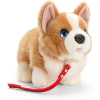 Keel Toys Pluche knuffel dier corgi hond aan lijn 30 cm - Knuffel huisdieren