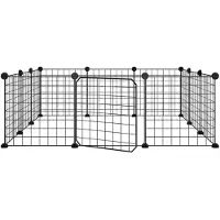 vidaXL Huisdierkooi met 12 panelen en deur, zwart 105x105x35 cm staal
