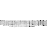 vidaXL Huisdierenkooi met deur 28 panelen 245x245x35 cm staal zwart