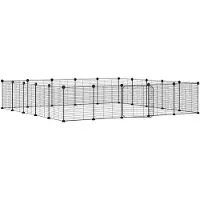 vidaXL Huisdierenkooi met deur 20 panelen 35x35 cm staal zwart