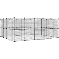 vidaXL Huisdierenkooi met deur 36 panelen 175x140x70 cm staal zwart