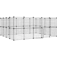 vidaXL Huisdierenkooi met deur 36 panelen 175x140x70 cm staal zwart