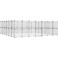 vidaXL Huisdierenkooi met deur 52 panelen 245x210x70 cm staal zwart