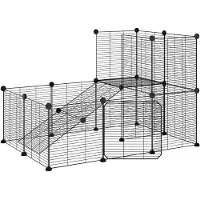 vidaXL Huisdierenkooi met deur 20 panelen 105x70x70 cm staal zwart
