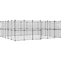 vidaXL Huisdierenkooi met deur 44 panelen 210x175x70 cm staal zwart