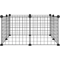 vidaXL Huisdierkooi met 8 panelen, zwart, 70x70x35 cm, staal