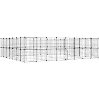 vidaXL Huisdierenkooi met deur 60 panelen 35x35 cm staal zwart