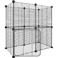vidaXL Huisdierenkooi met deur 12 panelen 70x35x70 cm staal zwart