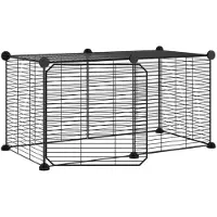 vidaXL Huisdierenkooi met deur 8 panelen 70x35x35 cm staal zwart