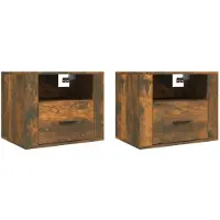 vidaXL Nachtkastjes 2 st wandgemonteerd 50x36x40 cm gerookt eikenkleur