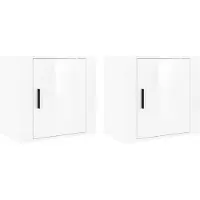 vidaXL Nachtkastjes 2 st wandgemonteerd 50x30x47 cm hoogglans wit