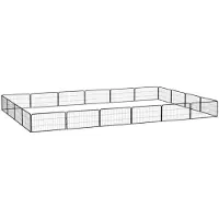 vidaXL Hondenkennel 20 panelen 100x50 cm gepoedercoat staal zwart