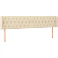 vidaXL Hoofdbord met randen 183x16x78/88 cm stof crèmekleurig