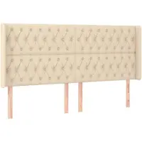 vidaXL Hoofdbord met randen 183x16x118/128 cm stof crèmekleurig