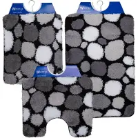 Wicotex - Badmat set - Badmat - Toiletmat - Bidetmat kiezels - Antislip onderkant - WC mat met uitsparing