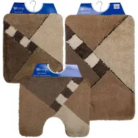 Wicotex Wicotex-Badmatset-Badmat-Toiletmat-Bidetmat taupe-beige geblokt