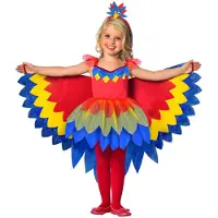 Amscan Kostüm kostuum Pretty Parrot rood/geel/blauw 5-6 jaar 2-delig | Maat One-size