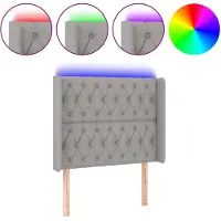 vidaXL Hoofdbord LED 103x16x118/128 cm stof lichtgrijs