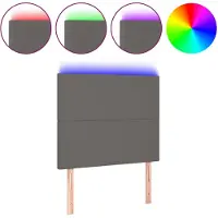 vidaXL Hoofdbord LED 90x5x118/128 cm kunstleer grijs