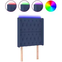 vidaXL Hoofdbord LED 83x16x118/128 cm stof blauw