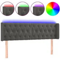vidaXL Hoofdbord LED 163x16x78/88 cm fluweel donkergrijs