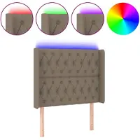 vidaXL Hoofdbord LED 93x16x118/128 cm stof taupe